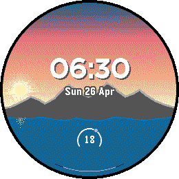 Horizons watchface — landscape that shifts with the time of day