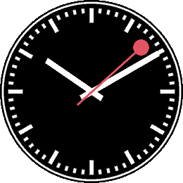Partenze watchface: station-board clock with red lollipop seconds
